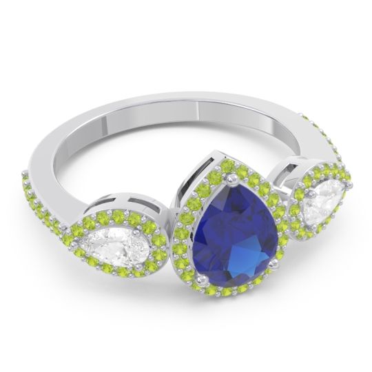 Halo Three Stone Pear Shape Varsana Ring