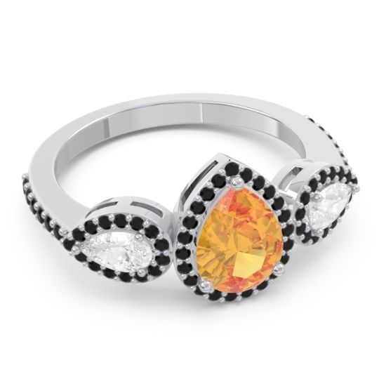 Halo Three Stone Pear Shape Varsana Ring