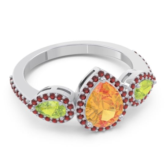 Halo Three Stone Pear Shape Varsana Ring