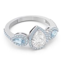 Halo Three Stone Pear Shape Varsana Ring