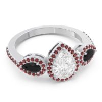 Halo Three Stone Pear Shape Varsana Ring
