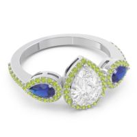 Halo Three Stone Pear Shape Varsana Ring