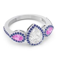 Halo Three Stone Pear Shape Varsana Ring