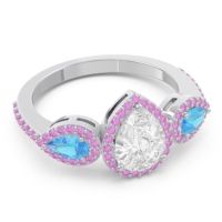 Halo Three Stone Pear Shape Varsana Ring