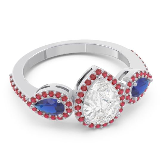 Halo Three Stone Pear Shape Varsana Ring