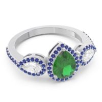 Halo Three Stone Pear Shape Varsana Ring