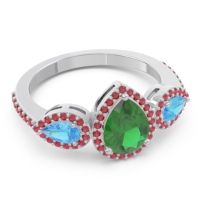 Halo Three Stone Pear Shape Varsana Ring