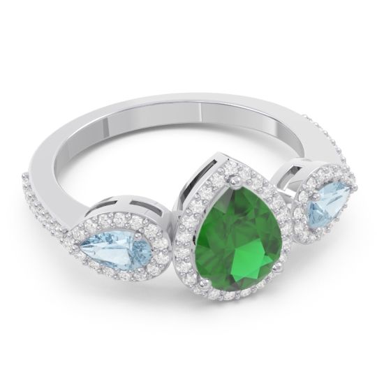 Halo Three Stone Pear Shape Varsana Ring