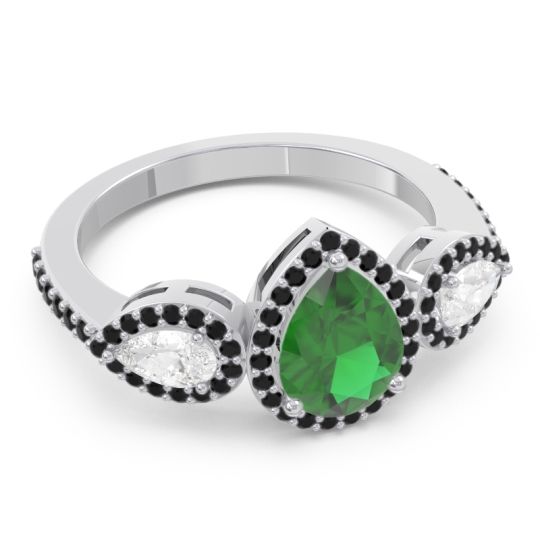 Halo Three Stone Pear Shape Varsana Ring