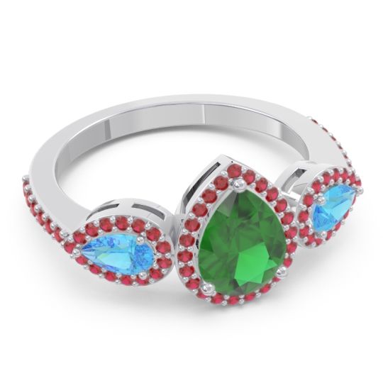 Halo Three Stone Pear Shape Varsana Ring