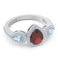 Halo Three Stone Pear Shape Varsana Ring