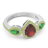 Halo Three Stone Pear Shape Varsana Ring