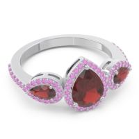 Halo Three Stone Pear Shape Varsana Ring