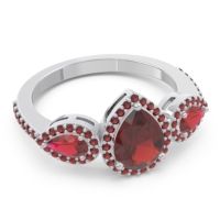 Halo Three Stone Pear Shape Varsana Ring
