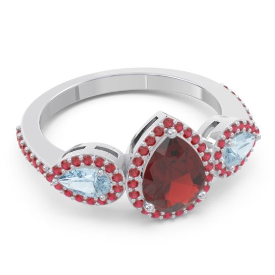 Halo Three Stone Pear Shape Varsana Ring