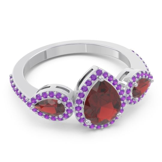 Halo Three Stone Pear Shape Varsana Ring