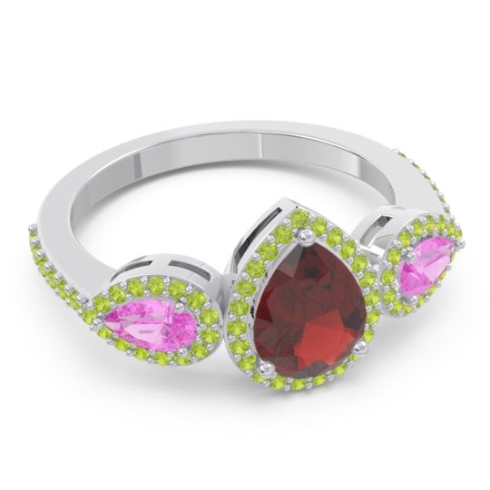 Halo Three Stone Pear Shape Varsana Ring