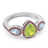 Halo Three Stone Pear Shape Varsana Ring