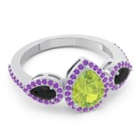 Halo Three Stone Pear Shape Varsana Ring