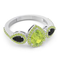 Halo Three Stone Pear Shape Varsana Ring