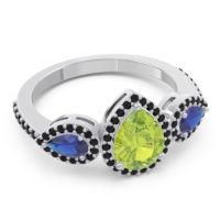 Halo Three Stone Pear Shape Varsana Ring