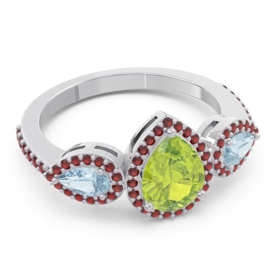 Halo Three Stone Pear Shape Varsana Ring