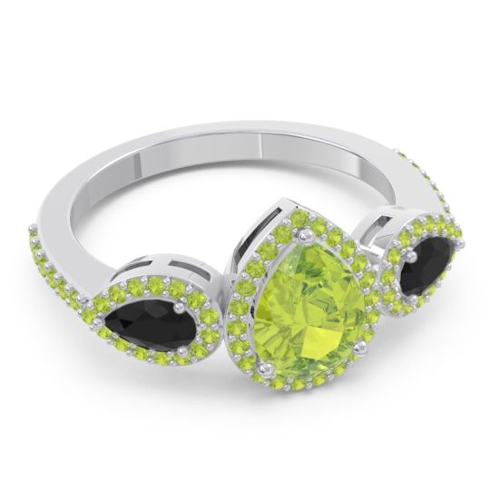 Halo Three Stone Pear Shape Varsana Ring