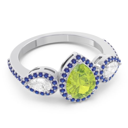 Halo Three Stone Pear Shape Varsana Ring