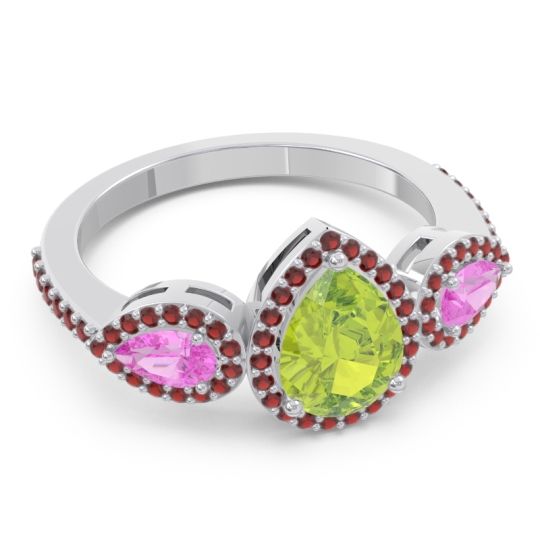 Halo Three Stone Pear Shape Varsana Ring