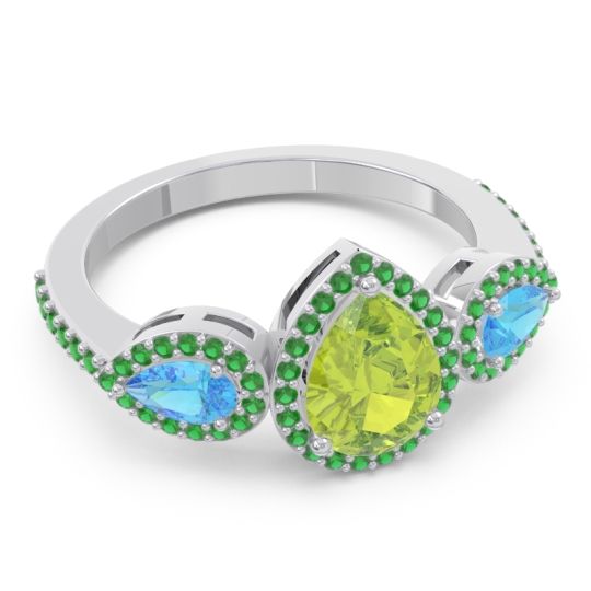 Halo Three Stone Pear Shape Varsana Ring