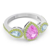 Halo Three Stone Pear Shape Varsana Ring