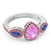 Halo Three Stone Pear Shape Varsana Ring