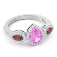 Halo Three Stone Pear Shape Varsana Ring