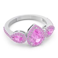Halo Three Stone Pear Shape Varsana Ring