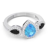 Halo Three Stone Pear Shape Varsana Ring