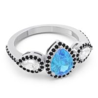 Halo Three Stone Pear Shape Varsana Ring