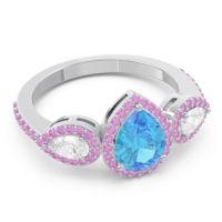 Halo Three Stone Pear Shape Varsana Ring