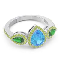 Halo Three Stone Pear Shape Varsana Ring