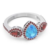 Halo Three Stone Pear Shape Varsana Ring