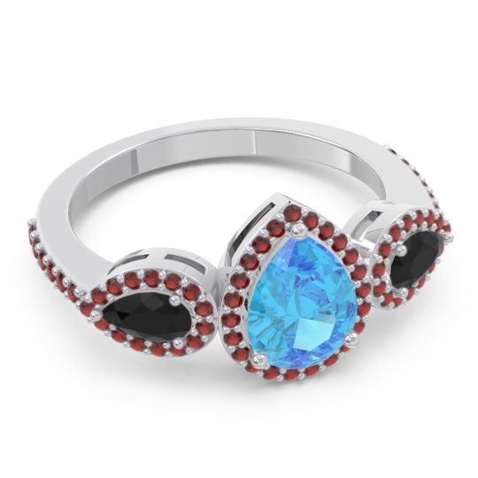 Halo Three Stone Pear Shape Varsana Ring