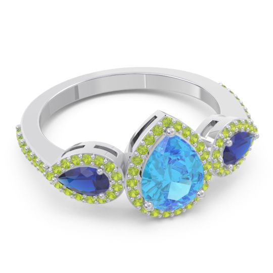 Halo Three Stone Pear Shape Varsana Ring