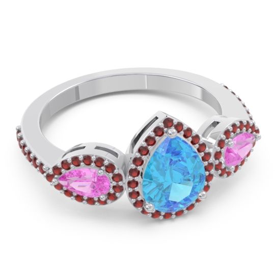 Halo Three Stone Pear Shape Varsana Ring