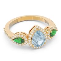 Halo Three Stone Pear Shape Varsana Ring