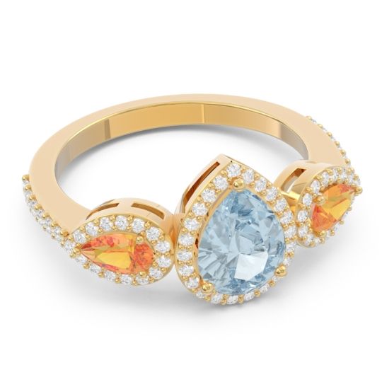 Halo Three Stone Pear Shape Varsana Ring