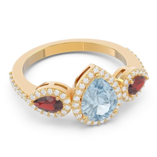 Halo Three Stone Pear Shape Varsana Ring