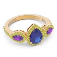 Halo Three Stone Pear Shape Varsana Ring