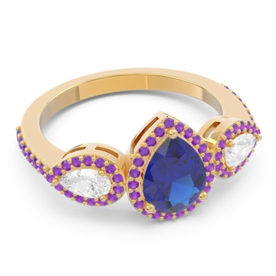Halo Three Stone Pear Shape Varsana Ring
