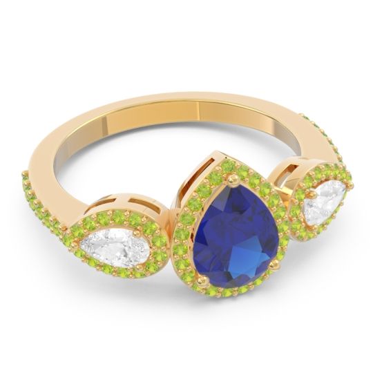 Halo Three Stone Pear Shape Varsana Ring