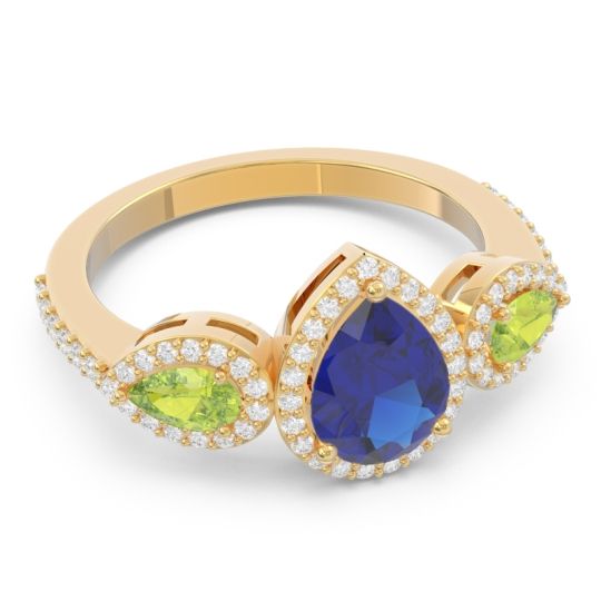 Halo Three Stone Pear Shape Varsana Ring