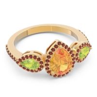 Halo Three Stone Pear Shape Varsana Ring